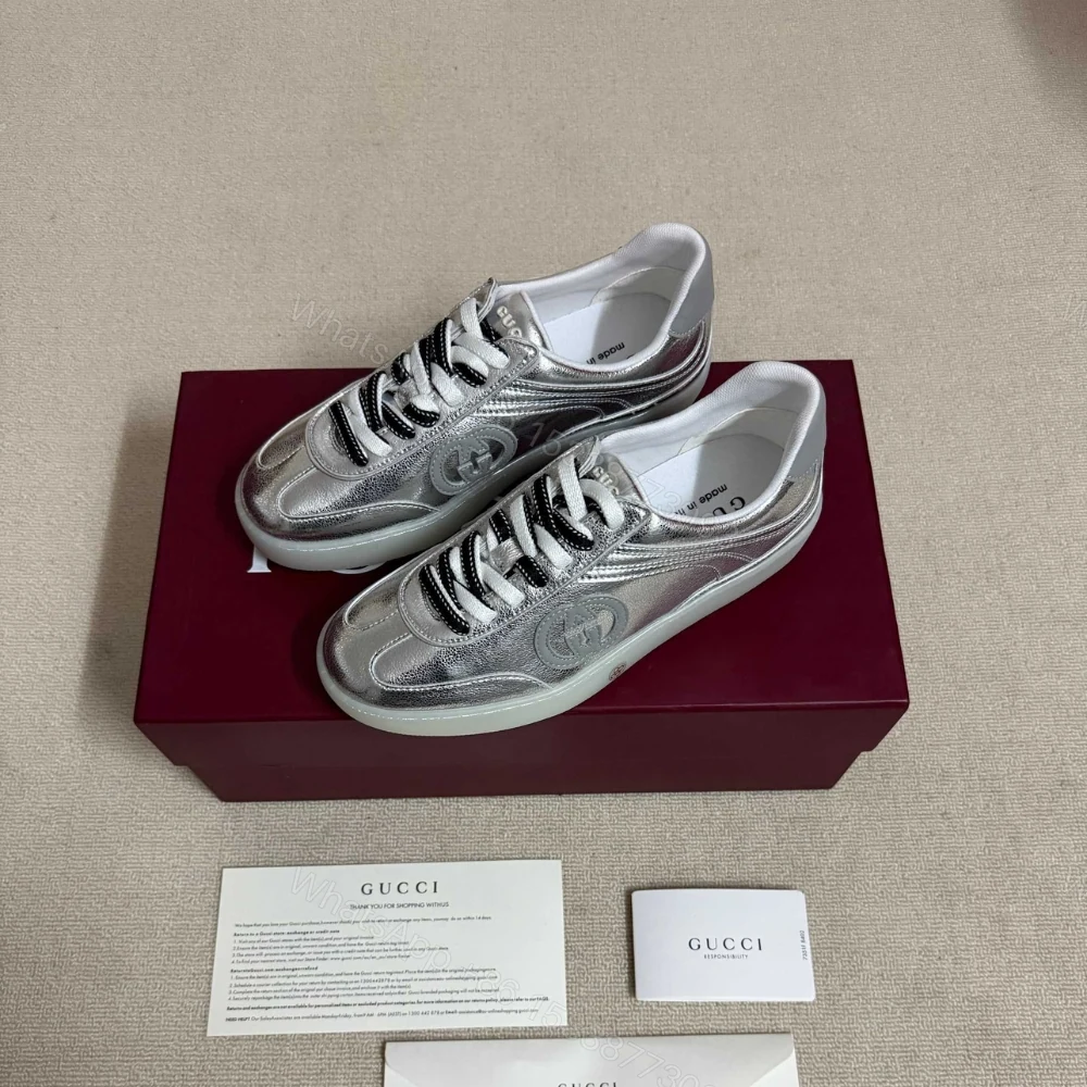 View 6 of Gucci Women G75 Sneaker Silver Textured