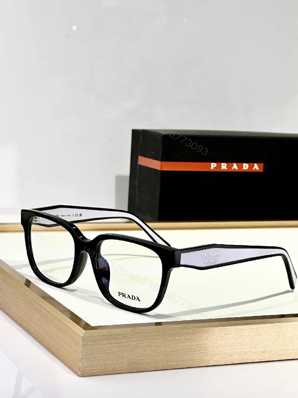 View 4 of Black Acetate Modern Eyewear with Signature Detail Frames