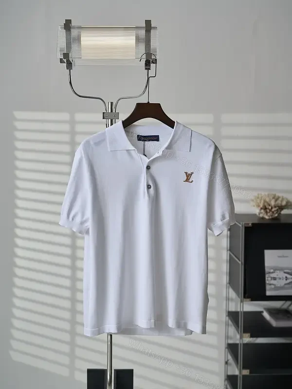 White Cotton Polo with Monogram Logo Embroidery — view 1