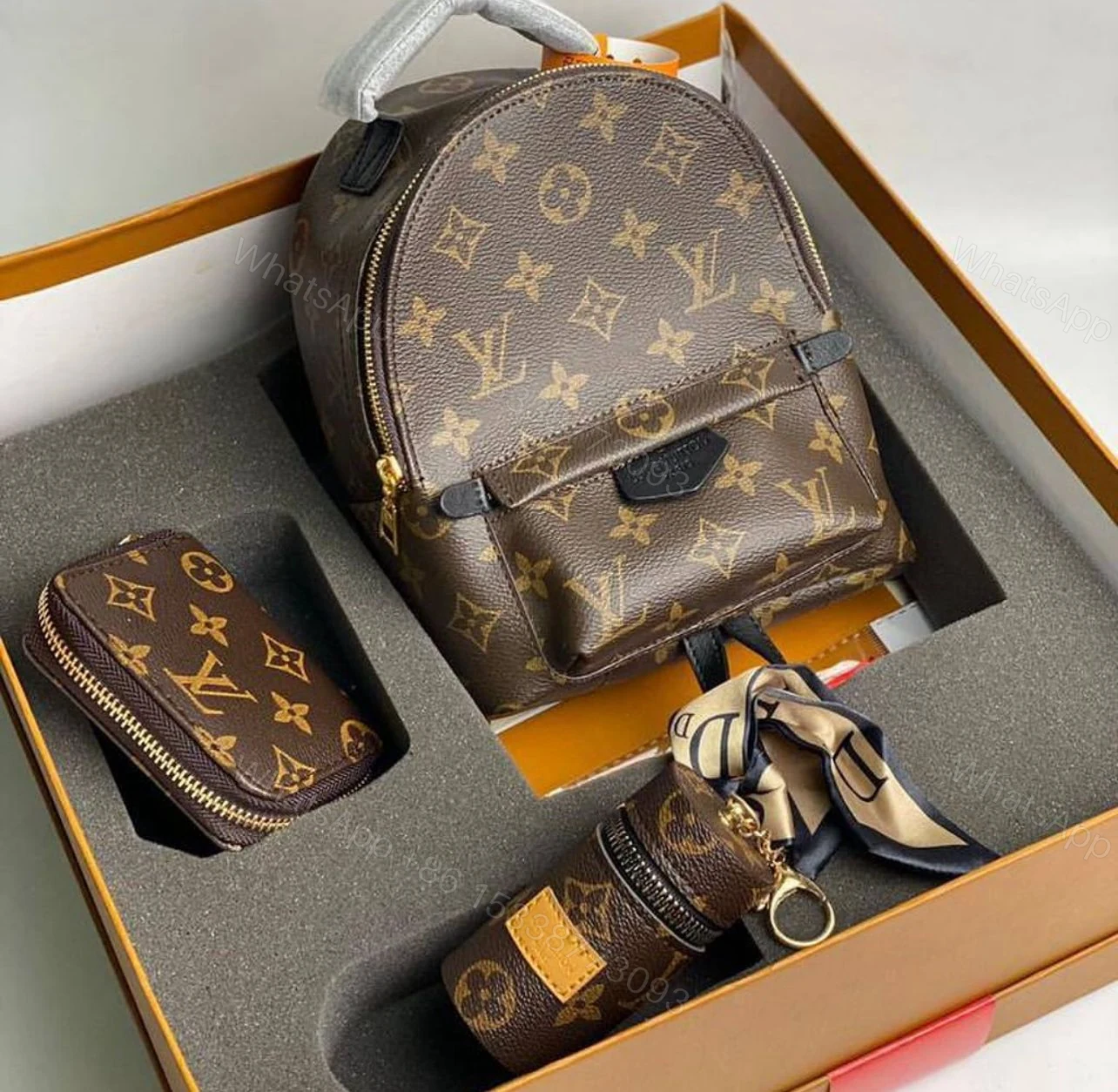 View 8 of FIRST COPY LOUIS VUITTON BROWN PREMIUM GIFT SET BAGPACK