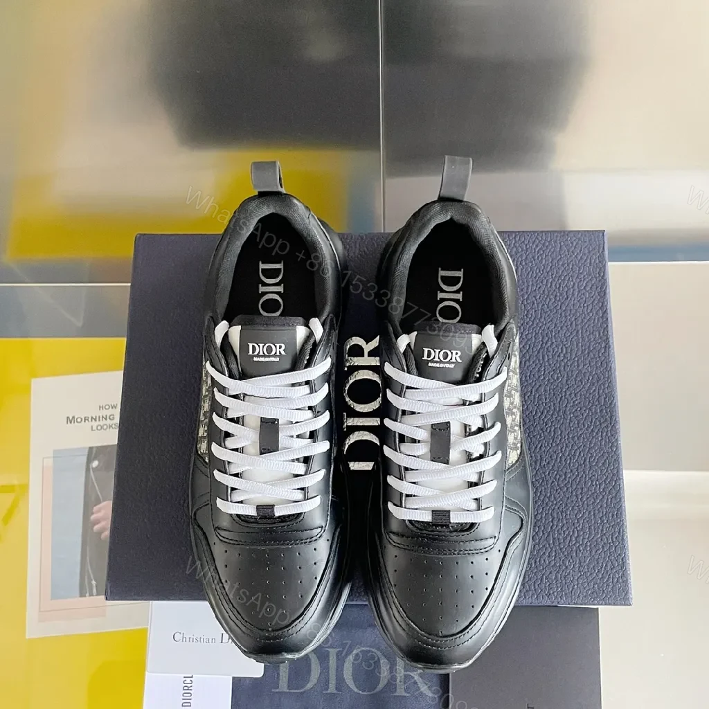 View 5 of Monochrome Leather Runner: Textured Luxury Sneaker