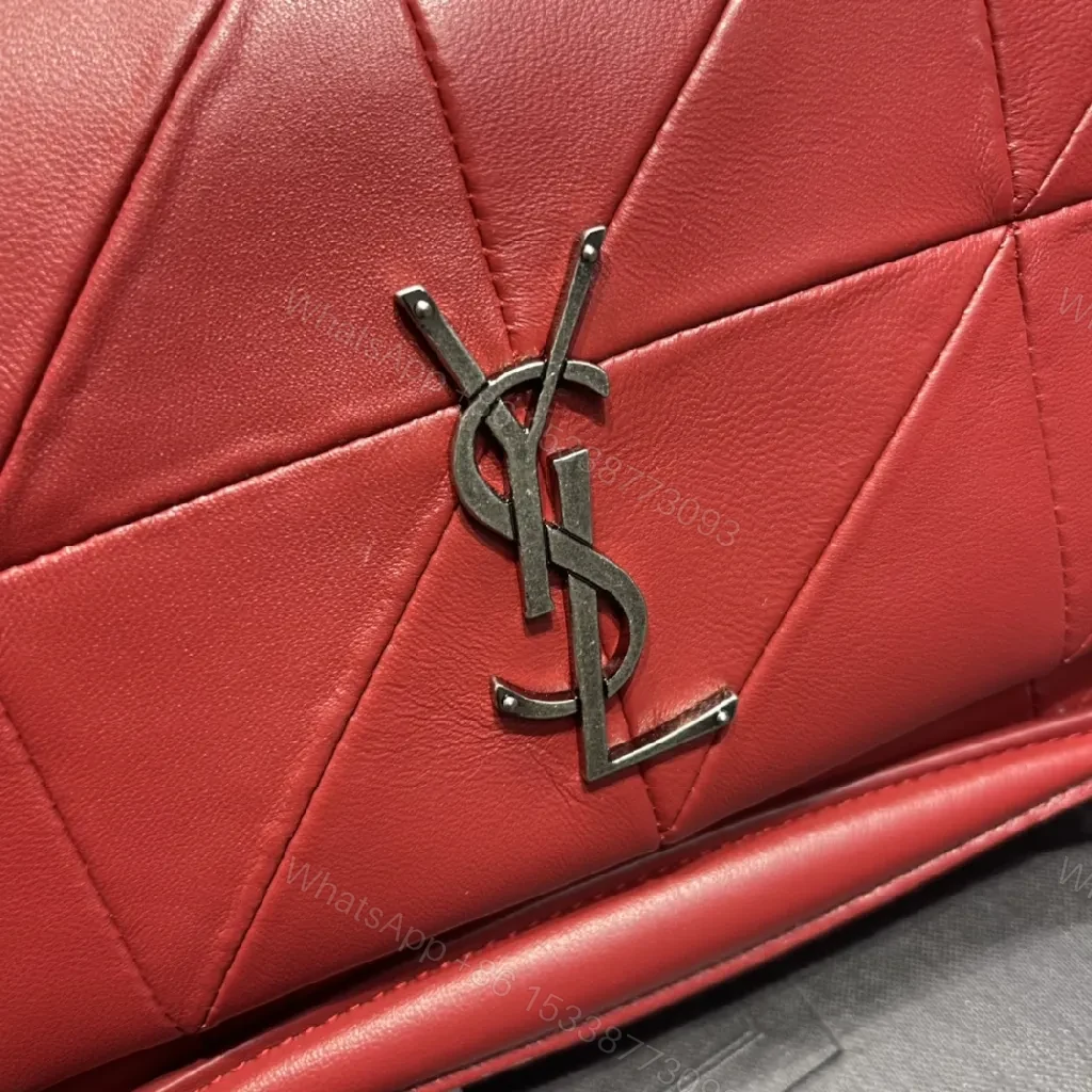 View 7 of Red Leather Quilted Shoulder Bag with Gold Hardware, Structured Chic, Everyday Luxury