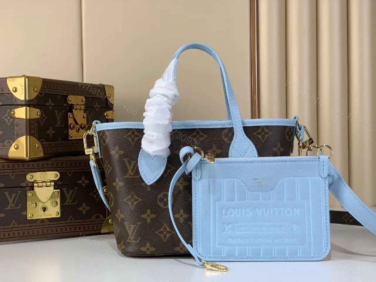 View 2 of Pastel Monogram Tote: Luxurious Monogram-Accent Carryall Tote