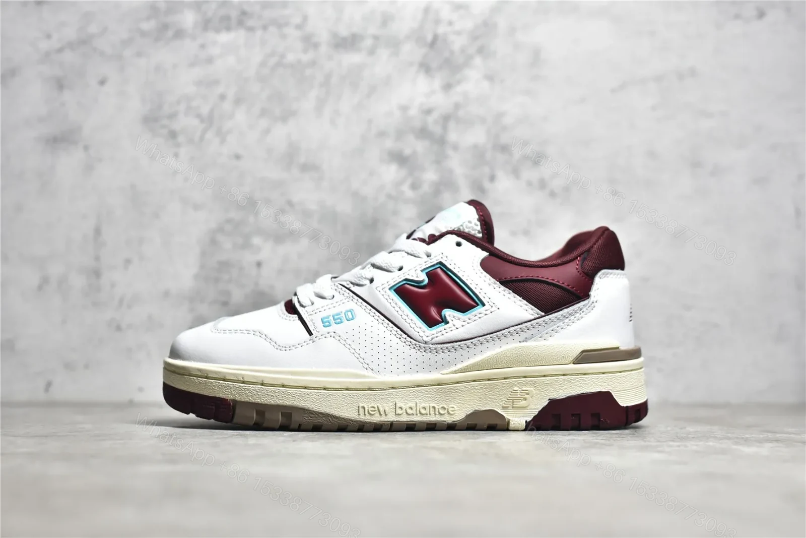 New balance 550 White and Wine Red — view 1