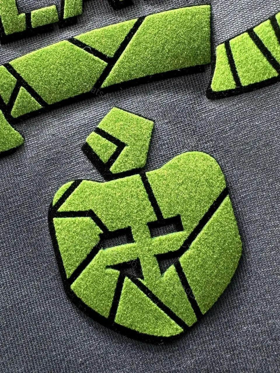 View 6 of Charcoal Cotton Tee with Neon Prada-Inspired Logo Embellishment
