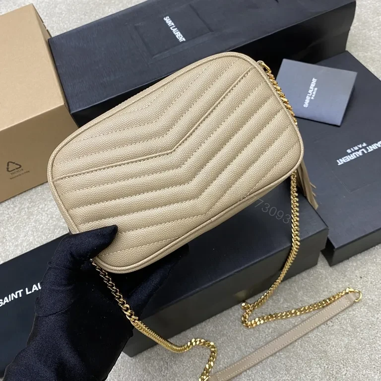 View 5 of Beige Quilted Crossbody â€“ YSL Monogram Luxury Bag
