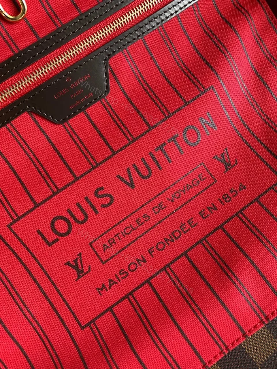 View 5 of Louis Vuitton LV Neverfull Checkered Pattern Handbags 32x29x17cm