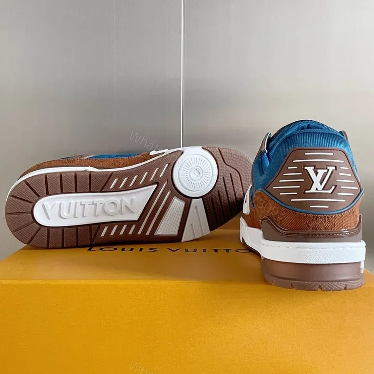 View 6 of Blue Suede & Caramel Leather LV-Style High-Tops: All-Day Comfort