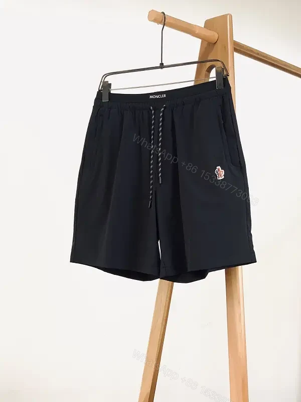 Black Nylon Drawstring Moncler Style Shorts — view 1