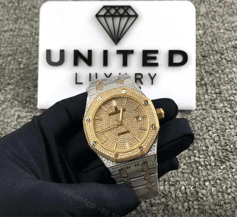 View 2 of Audemars Piguet Royal Oak Iced Out Yellow Gold Super Clone