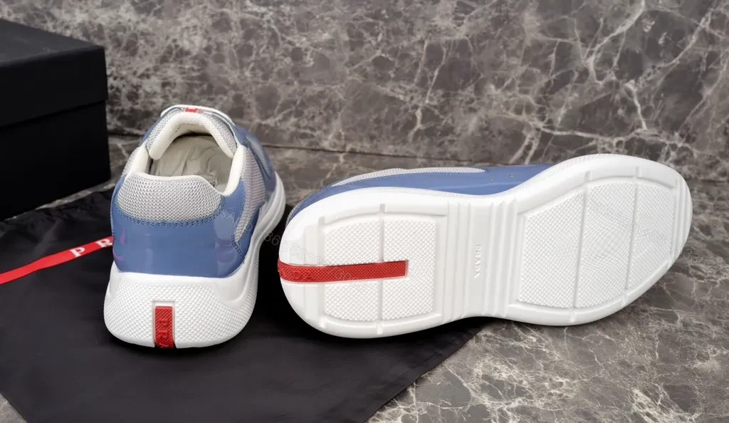 View 2 of Blue-Tone Prada-Inspired Low-Top Sneakers: Everyday Luxury Comfort