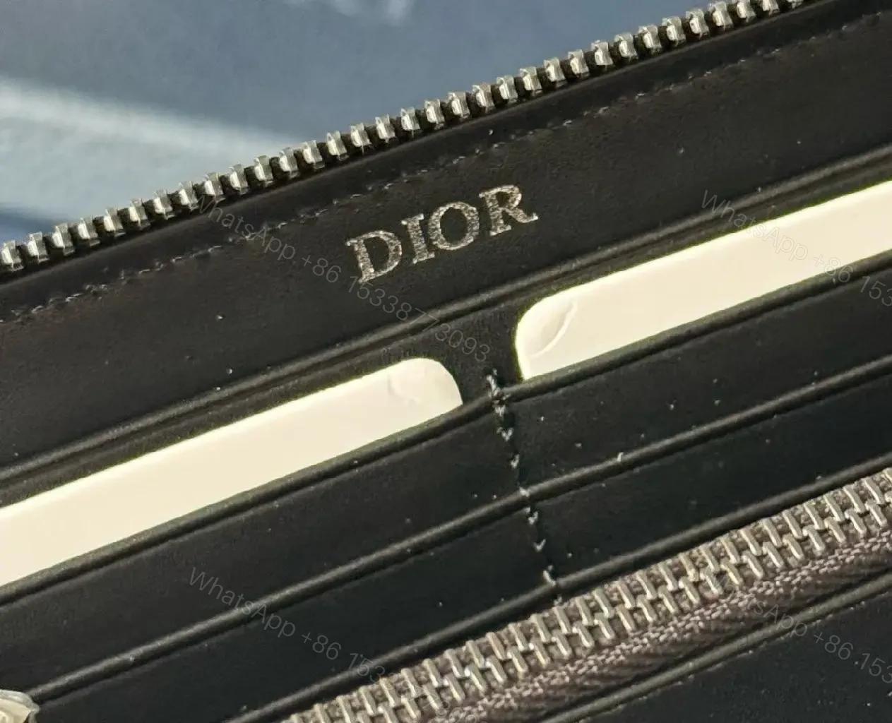 View 5 of Structured Leather Wallet: Embossed Mono, Slim, Cardholder Edge