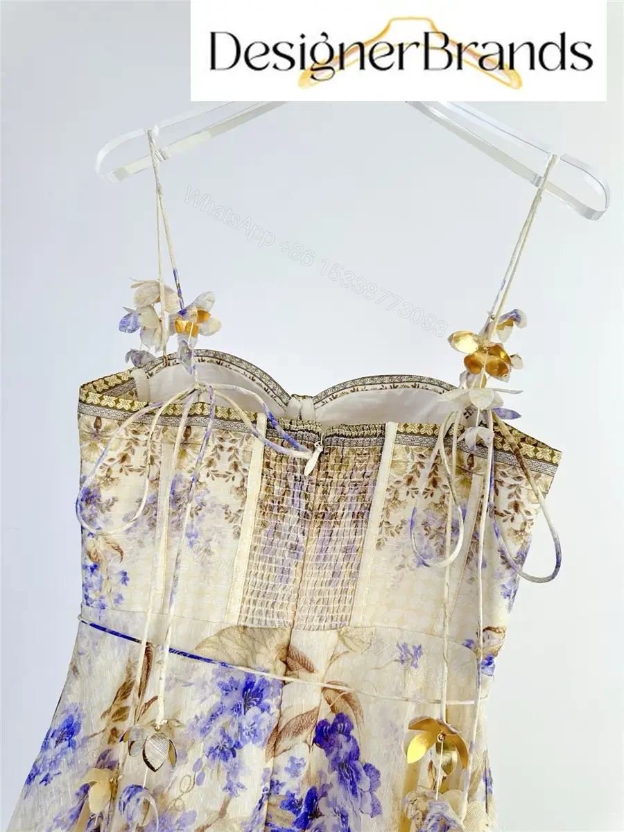 View 8 of Zimmermann Picnic Floral Linen-Silk Blend Slip Dress