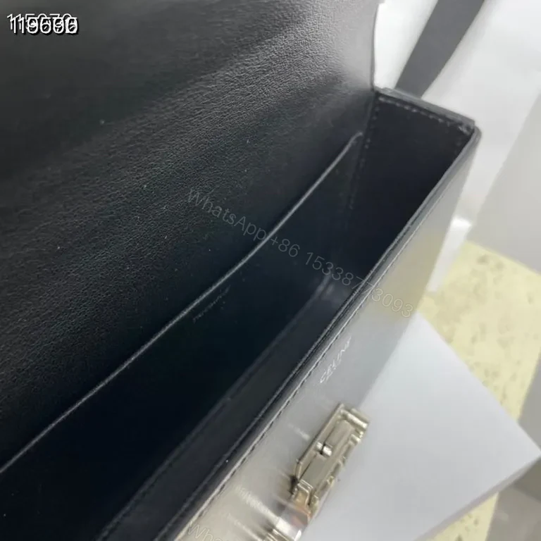 View 9 of Compact Leather Crossbody with Chain Detail