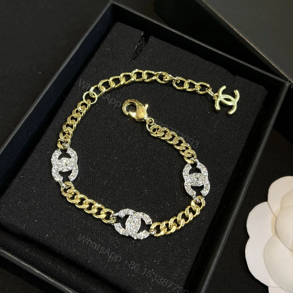 View 3 of Chanel Interlocking Bracelet Gold Silver And Transparent Ab6442 B06011 Nc835