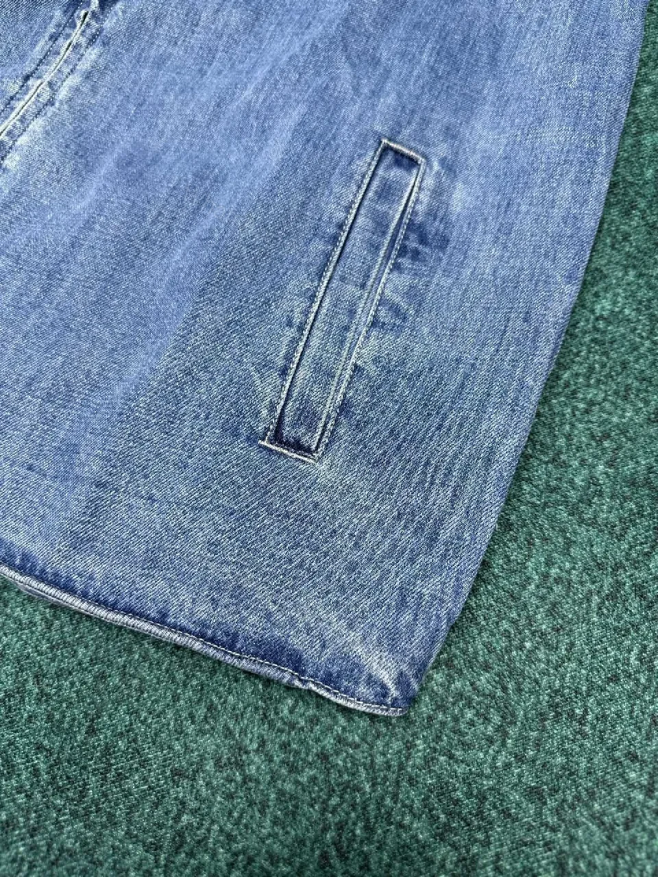 View 9 of Indigo Denim Coach Jacket – Subtle Dior Branding, Modern Texture