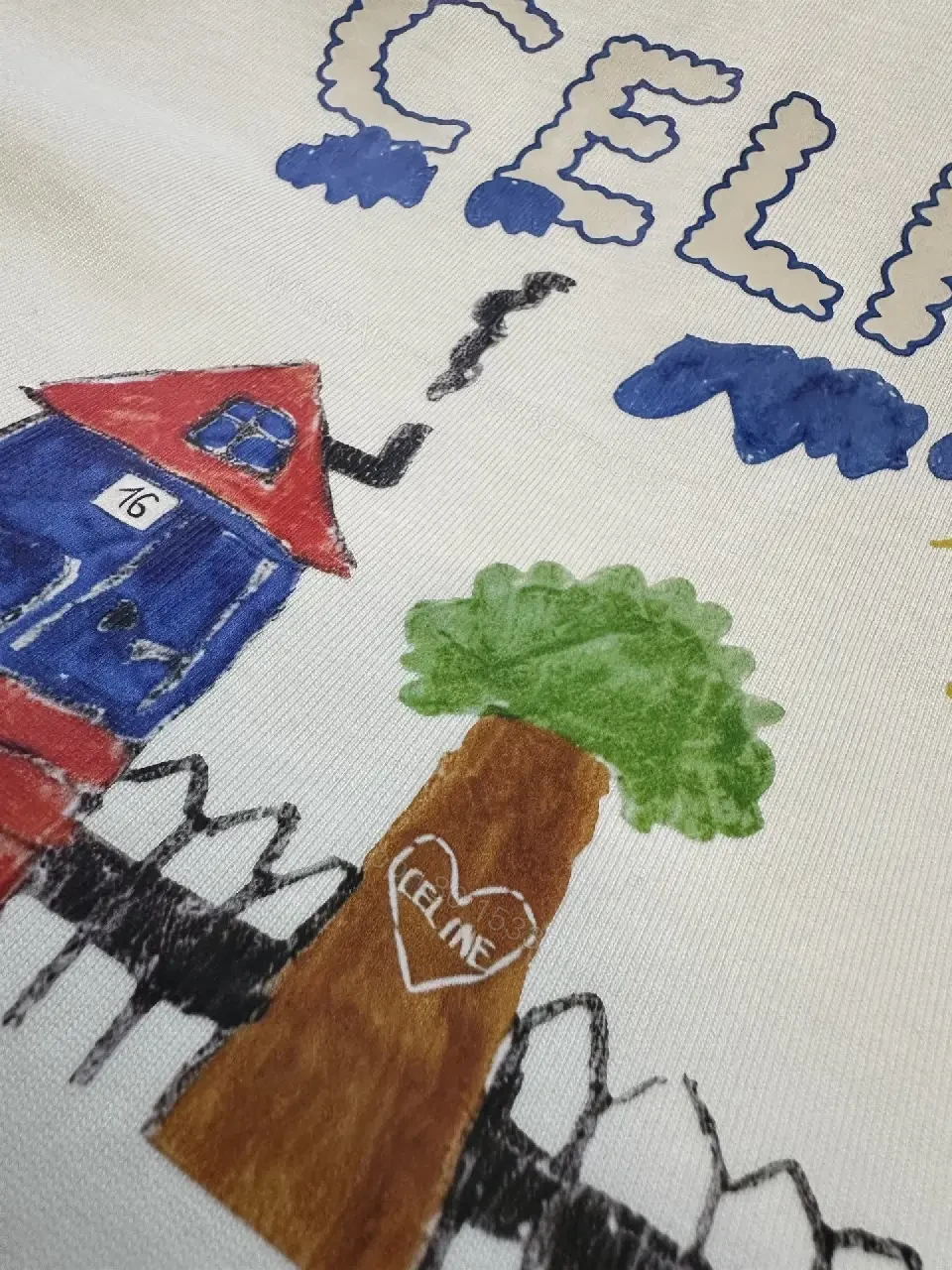 View 4 of Crisp White Cotton Tee: Hand-Drawn Graphic, Luxe Vibe