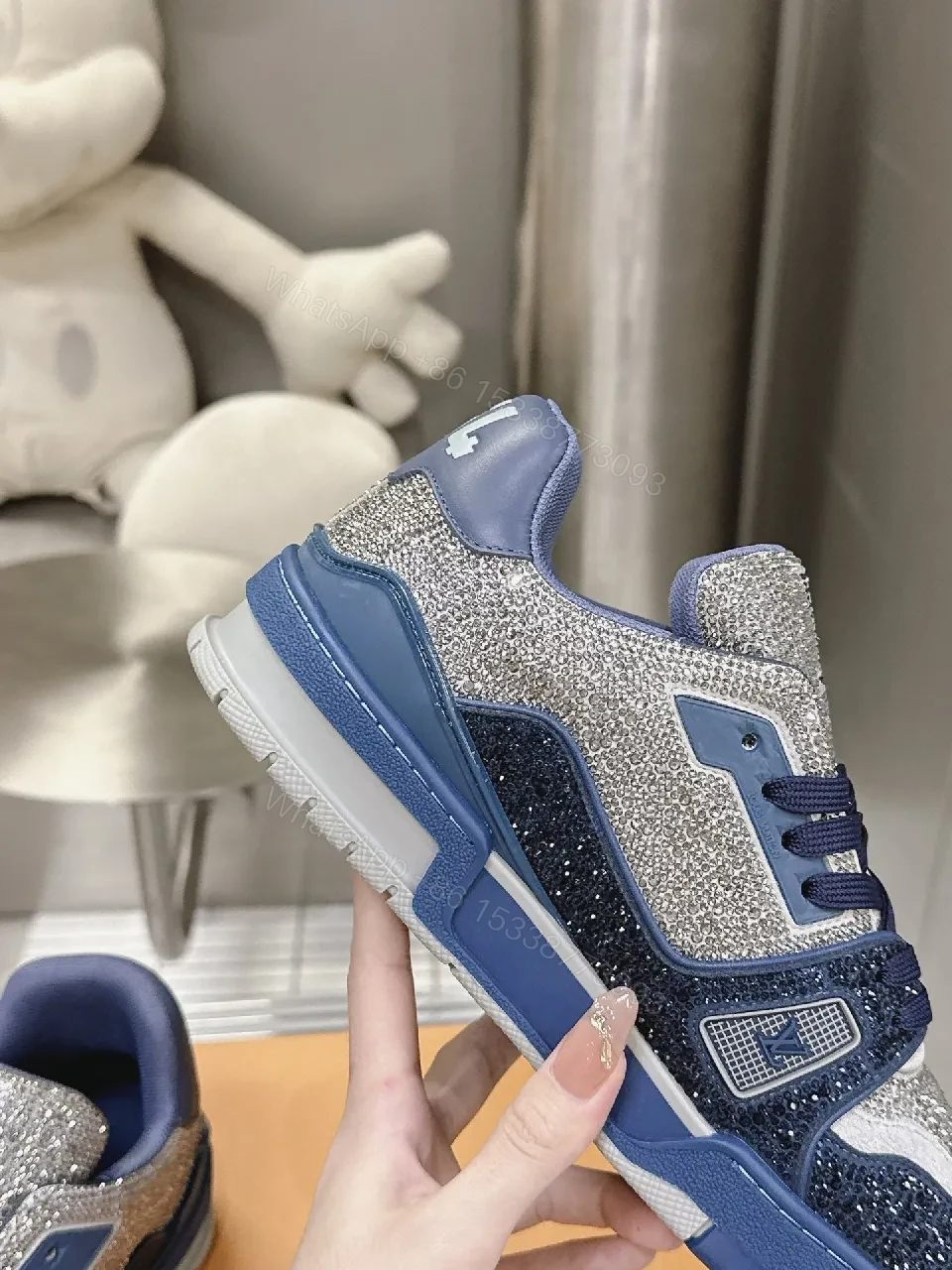 View 5 of Glittery Navy High-Tops: Lux Streetwear Sneaker