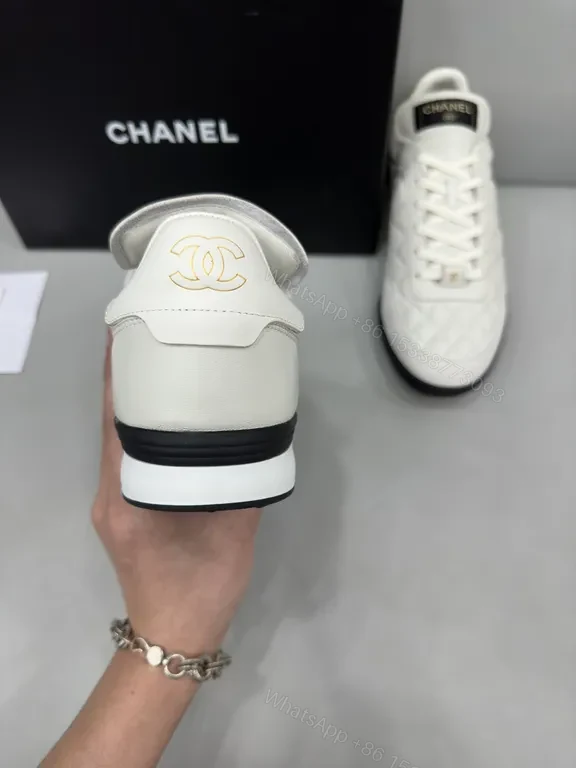 View 3 of White Quilted Chanel-Inspired Sneakers: Luxe Everyday Comfort
