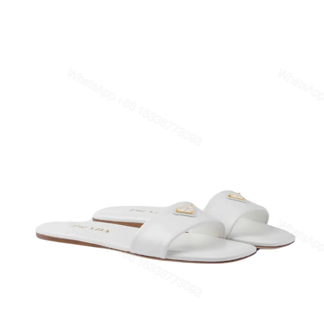 PRADA LEATHER SLIDES WHITE 1XX355 070 F0009 F D005 — view 1