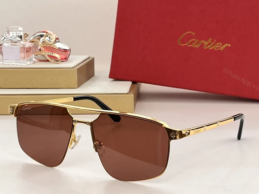View 3 of Charcoal Cartier Metal Sunglasses: UV400, Polarized, Luxury Style