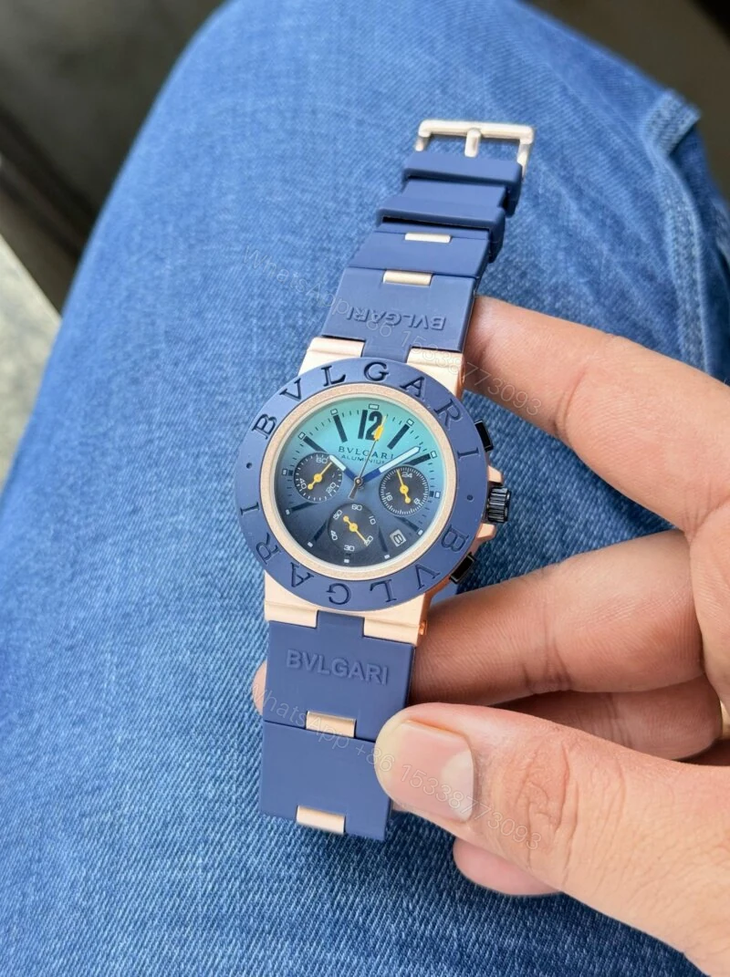 View 2 of Bvlgari Aluminium 43MM Blue Chronograph Quartz