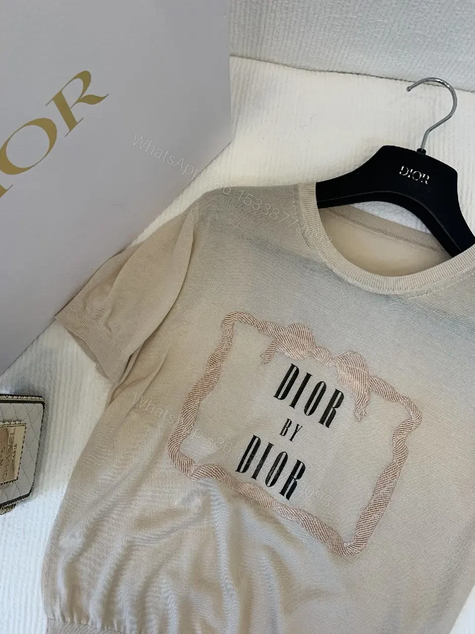 View 6 of Beige Cotton T-shirt Dior Frame Graphic T-Shirt