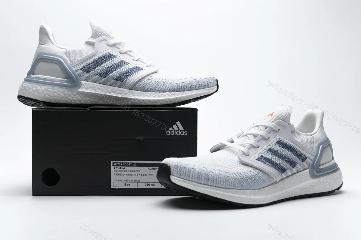 View 3 of Adidas Ultra BOOST 20 White Light Blue FY3454