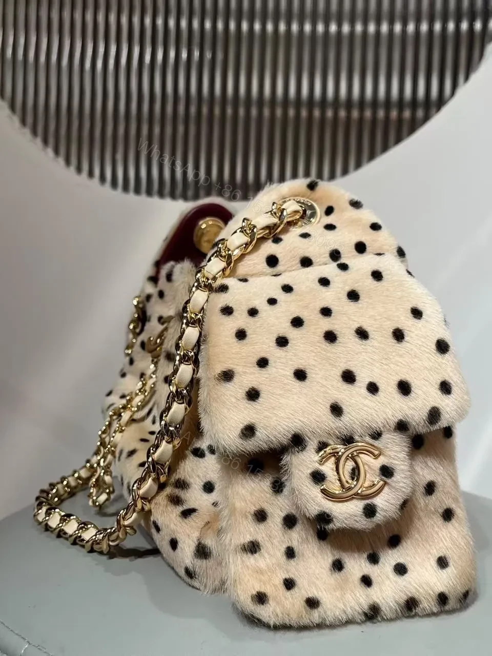 View 2 of Chanel Pony Hair Mini Chanel 25 Handbag Beige Black