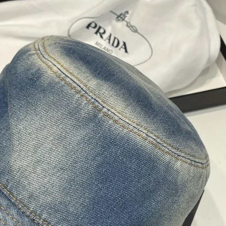 View 8 of Chic Prada Denim Bucket Hat â€” Luxury Everyday Wear