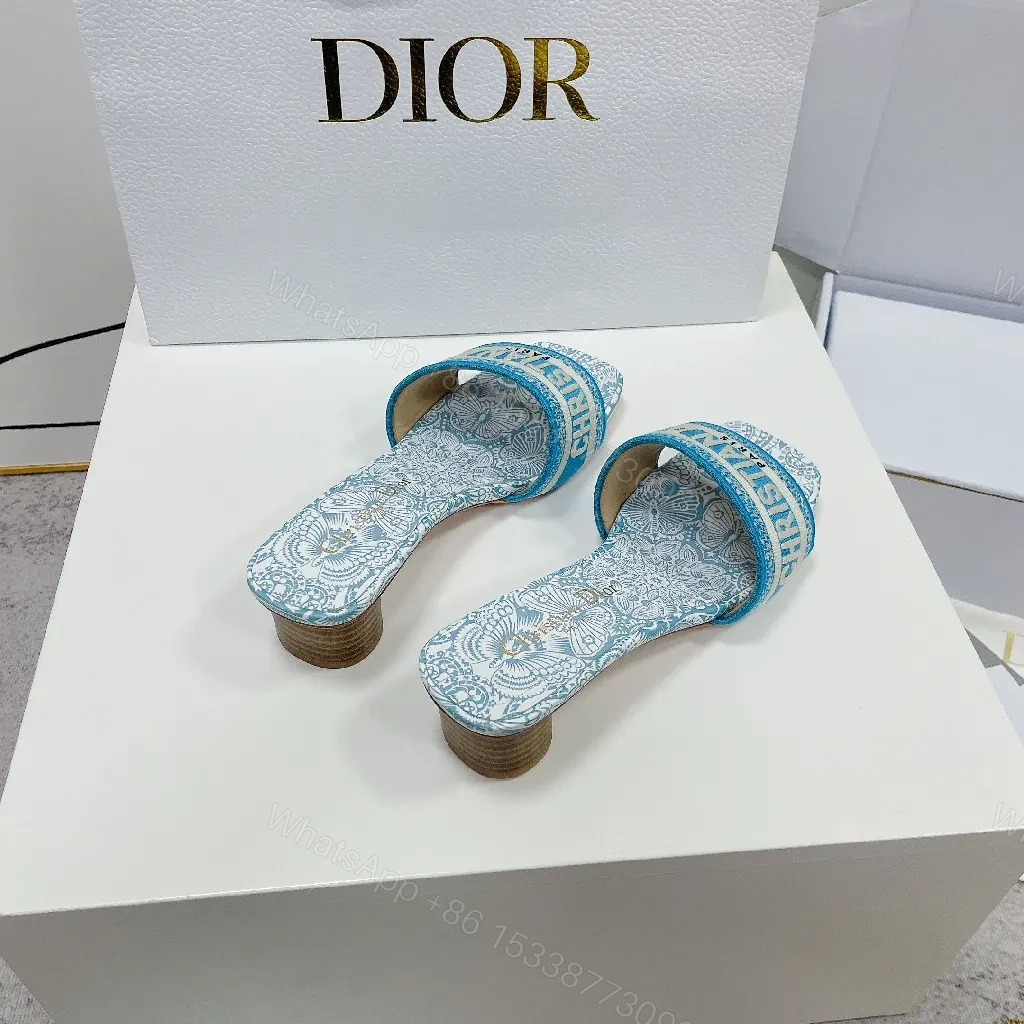 View 4 of Patterned Linen Sandals with Bold Branding - Open-Toe Slide