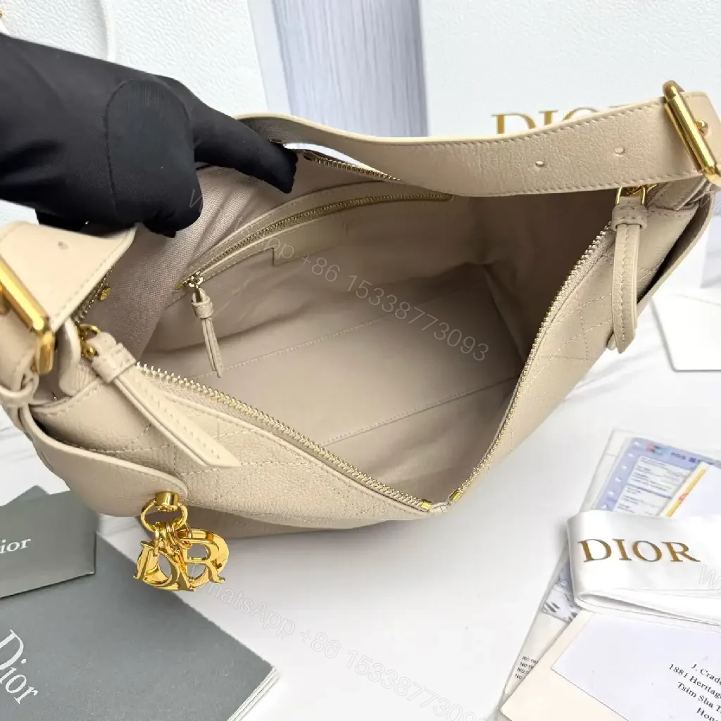 View 9 of Taupe Leather Quilted Hobo Bag: Luxe Everyday Carryall