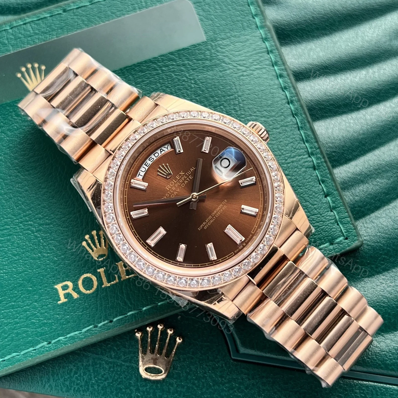View 2 of Superclone Rolex Day-Date Chocolate Diamond Dial 228345rbr-0006 40 mm