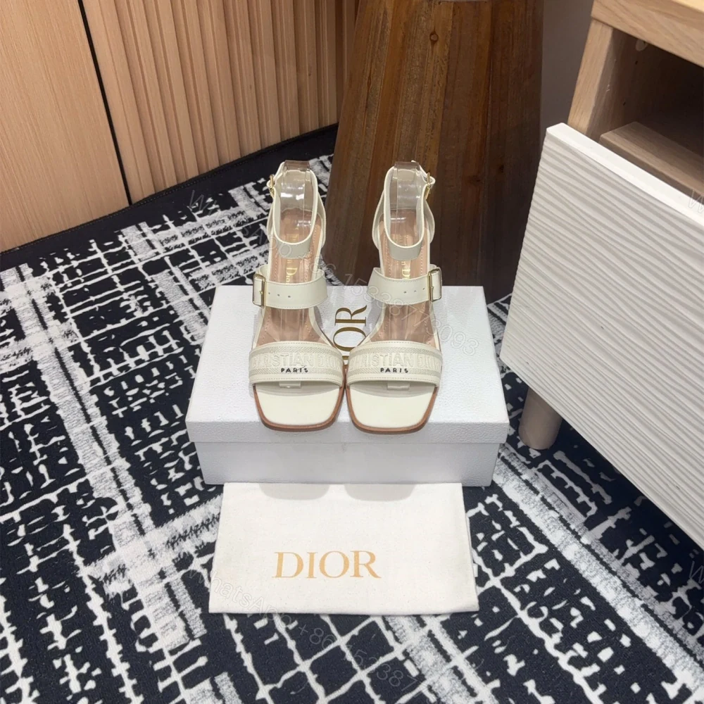 高仿Dior*Dway3系列KDO182高跟刺繡涼鞋白色免檢版 — view 1