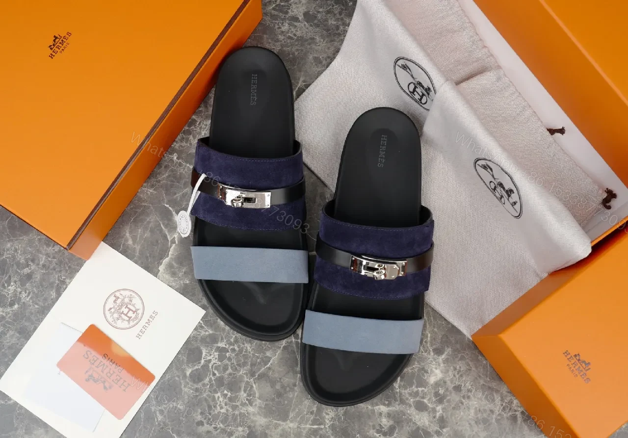 View 6 of Structured Slip-Ons: Navy Suede, Metallic Accents, Luxe Comfort Slide