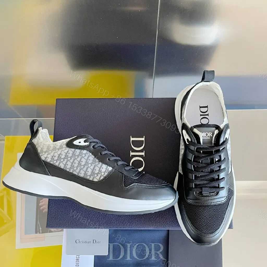 View 5 of Black Leather-Chic Low-Top Sneakers with Cushioned Sole
