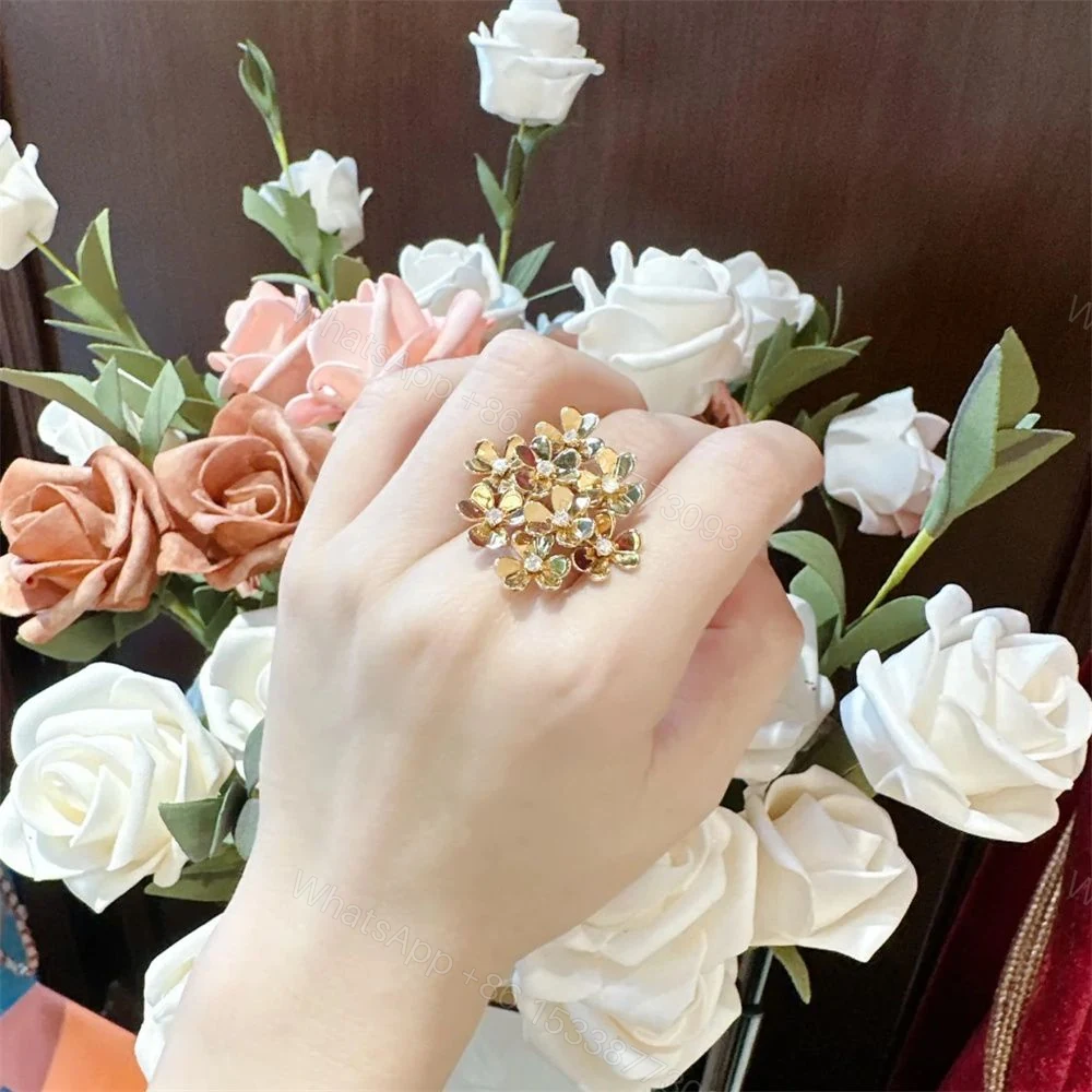 View 4 of Van Cleef Frivole Ring 8 Flowers Diamonds 18K Yellow Gold VCARB67700