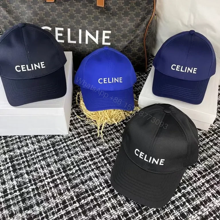 View 3 of Color-Block Luxe Cap: Premium Cotton, Minimal CELINE Logo Cap