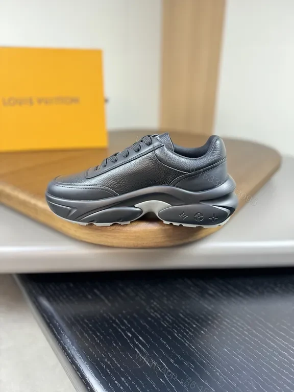 View 6 of Black Leather LVâ€‘Influenced Sneaker: Luxe Comfort Footwear