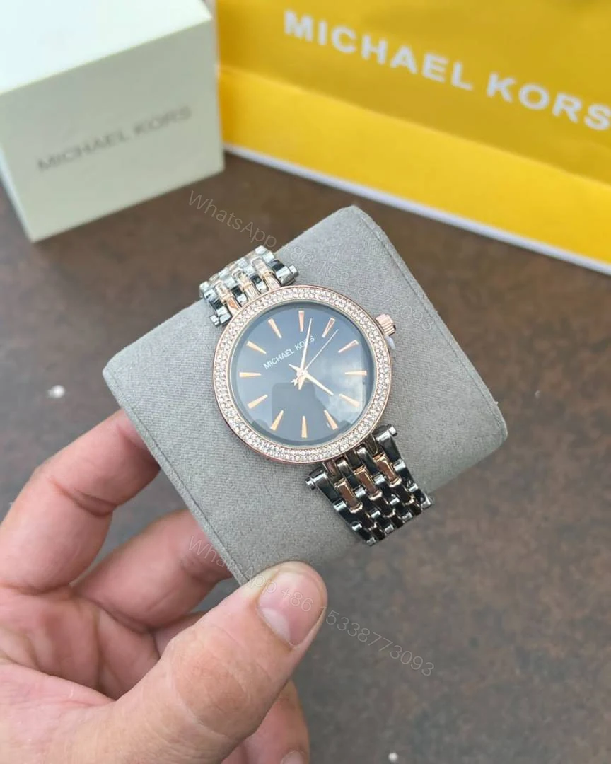 First Copy Michael Kors Darci Two Tone Copper Black Watch For Women — view 1