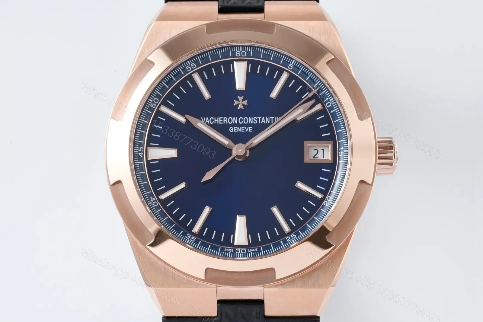 View 2 of Vacheron Constantin Overseas 4500V Series – Rose Gold Case, Blue Dial, Black Rubber Strap, 41MM Luxury Steel Watch