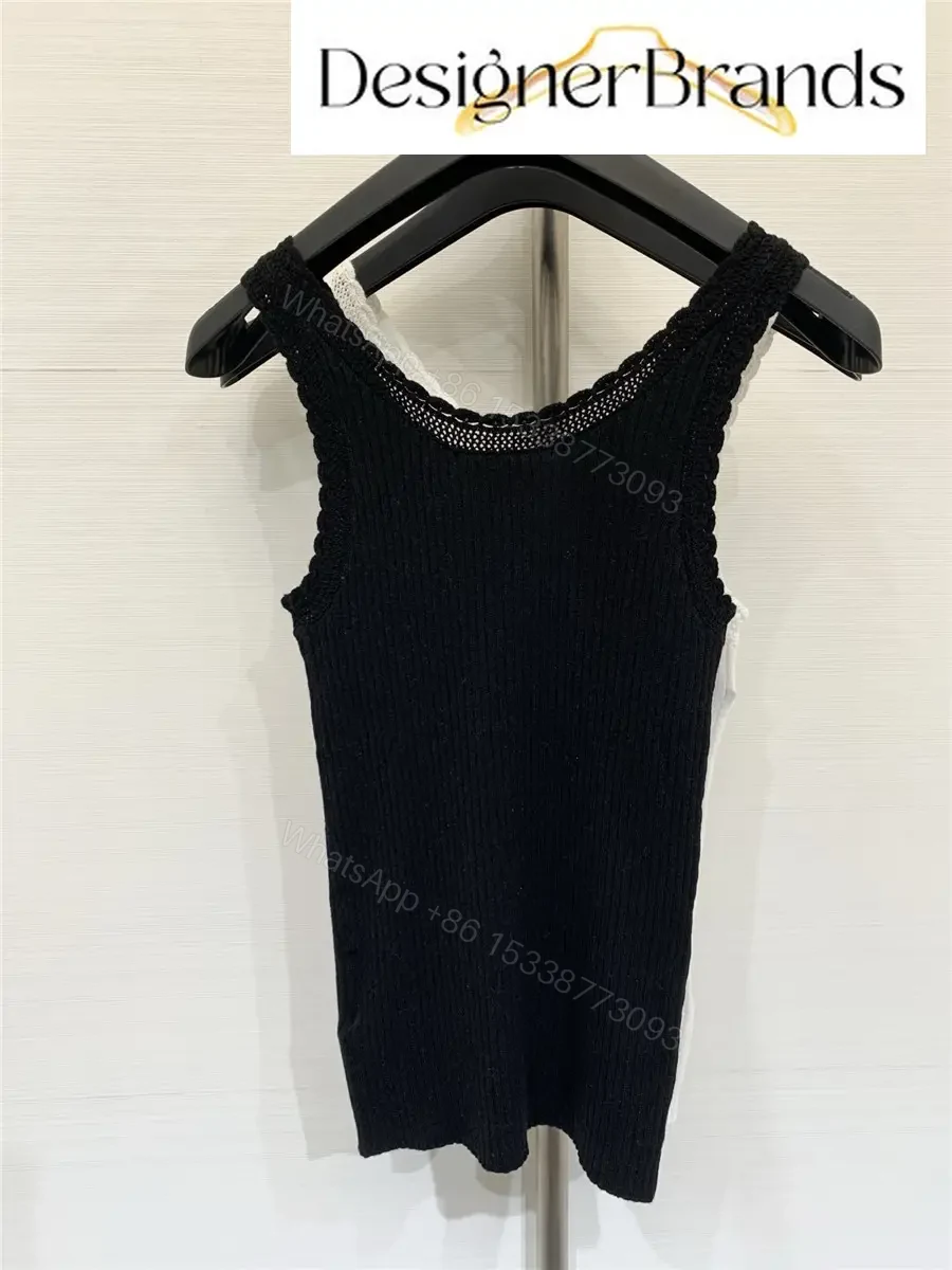 View 4 of Prada Black Ribbed Tank Top with Lace Trim