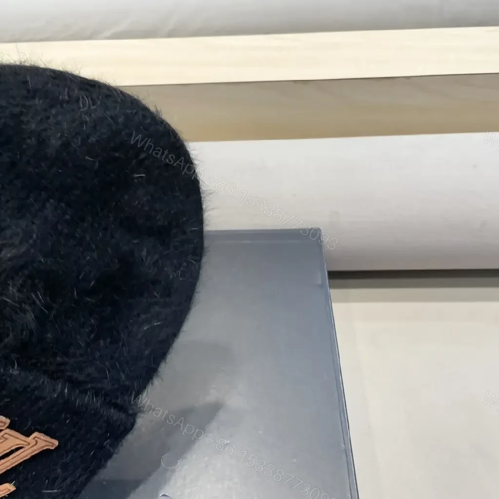 View 9 of Cozy Knit Beanie with Rose-Gold LV Emblem