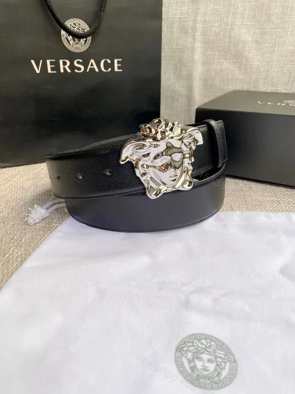 View 5 of Statement Medusa Belt: Premium Italian Leather, Gold Buckle, Versace Style Belt