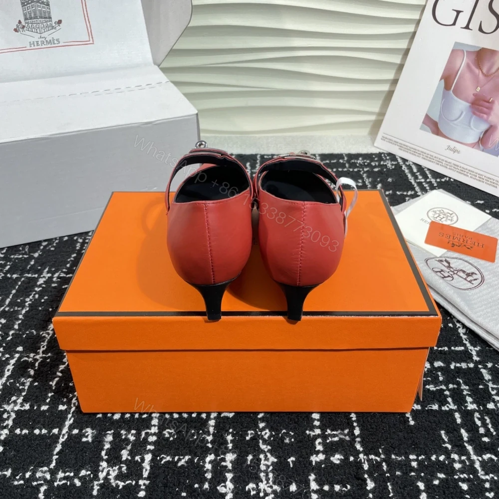 View 2 of 高仿Hermes*Kelly系列H251007Z06小牛皮高踭鞋紅色4CM免檢版