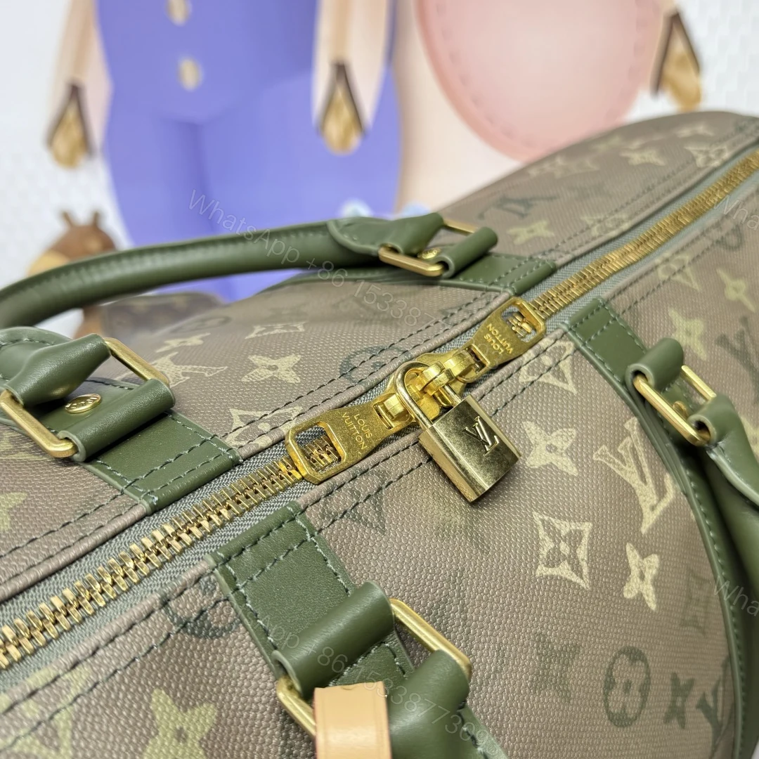 View 5 of Louis Vuitton Keepall Bandoulière Khaki Green Monogram