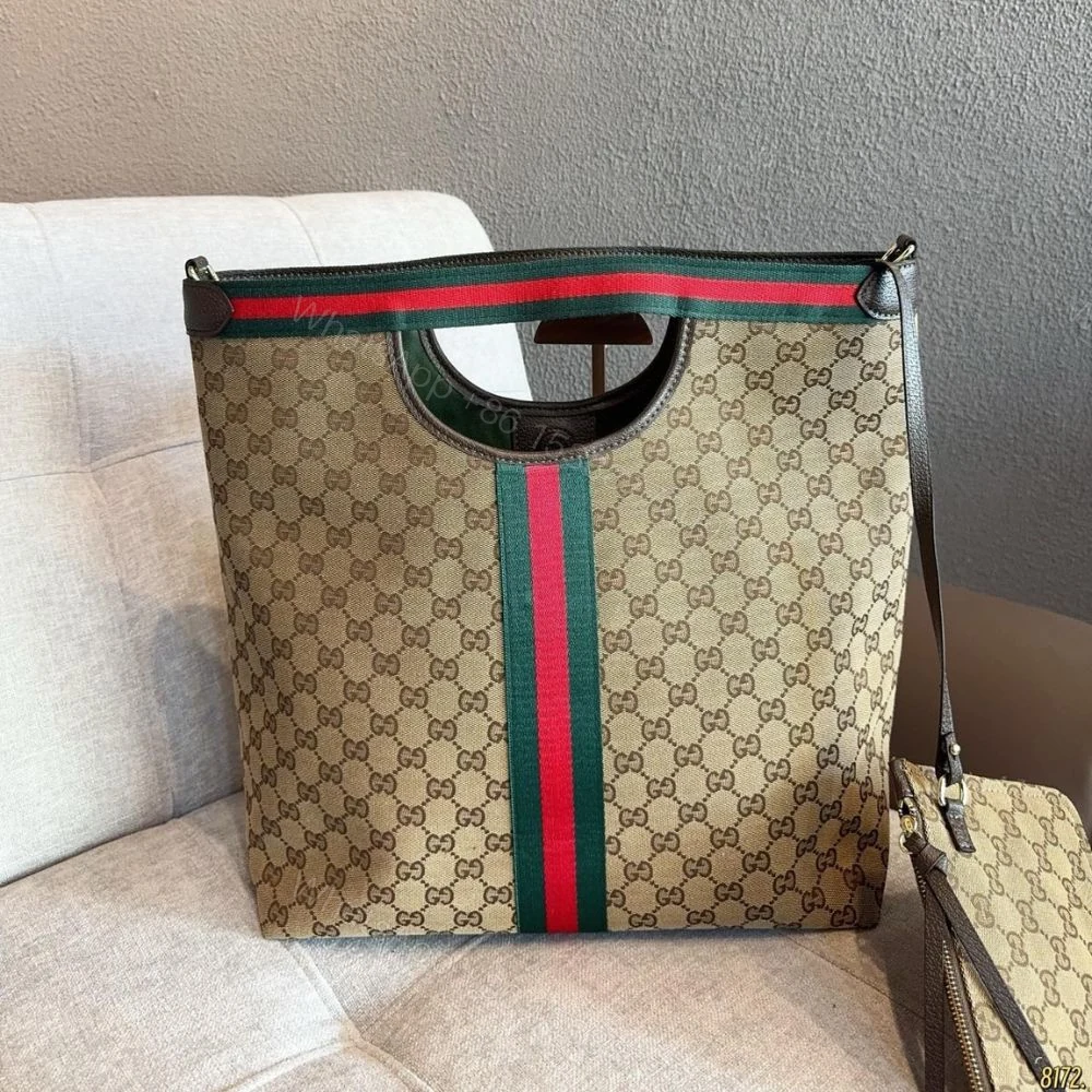 View 4 of Gucci Giglio large tote bag Beige and Brown GG canvas 36Cm
