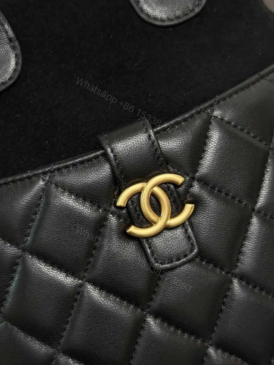 View 2 of Quilted Faux-Leather Mini Handbag with Gold Hardware