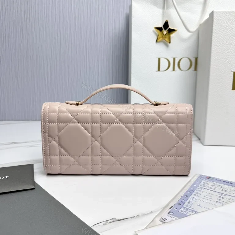 View 2 of Soft Pink Quilted Luxe Handbag with Gold Hardware