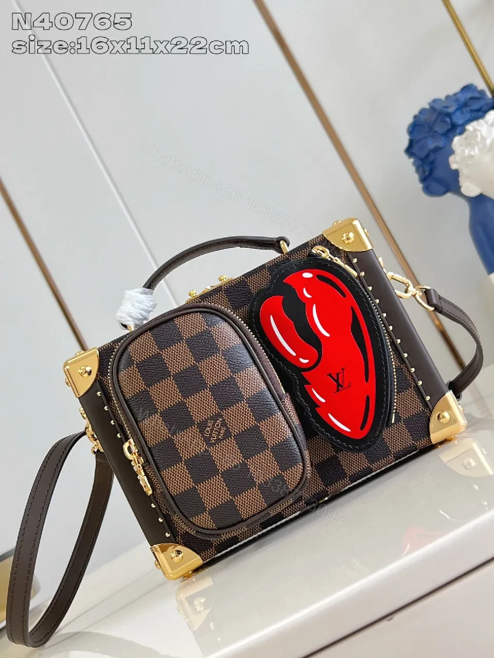 View 5 of Checkerboard Satchel with Skull Accent – Compact Luxury Bag